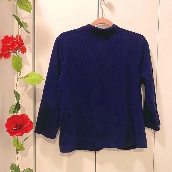 🌷lauren by Ralph Lauren🌷 Navy Blue Long Sleeve Polo Shirt   - Picture 3 of 6